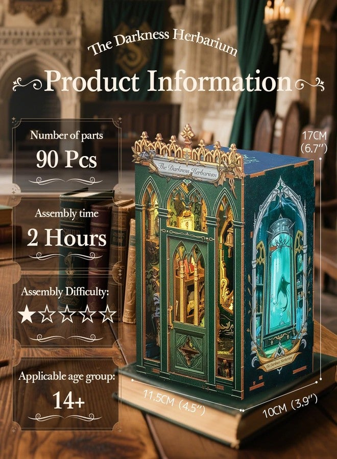 كيوت بي مجموعة ركن الكتب من كيوتبي - مجموعة بيت الدمى السحري المصغر للكبار، ديكور ركن الكتب، أحجية خشبية ثلاثية الأبعاد، هدايا للعائلة والأصدقاء (مجموعة الأعشاب المظلمة) - Image 2